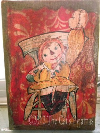 Antique inspired Raggedy Ann painting